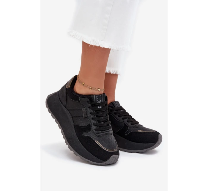 Ocieplane Sneakersy Damskie Na Platformie Big Star SS274007 HI-POLY SYSTEM Czarne