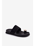 Dámské Pantofle Černé se Zlatým Detalem model 22122586 - Boto