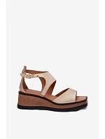 Kožené sandály na platformě Maciejka K7471-26 Zlaté