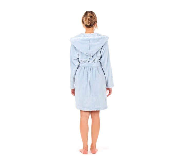 Dámsky župan Flora s kapucňou krátky 4856 Jednofarebný ľadovo modrý - Vestis Dámsky župan Flora s kapucňou krátky 4856 Jednofarebný ľadovo modrý - Vestis