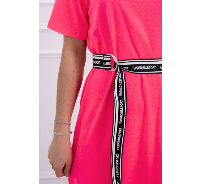 Šaty s ozdobným pásikom ružové neónové Šaty s ozdobným pásikom ružové neónové