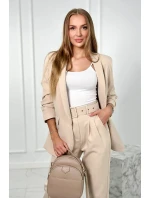 Elegantná súprava saka a nohavíc v tmavobéžovej farbe