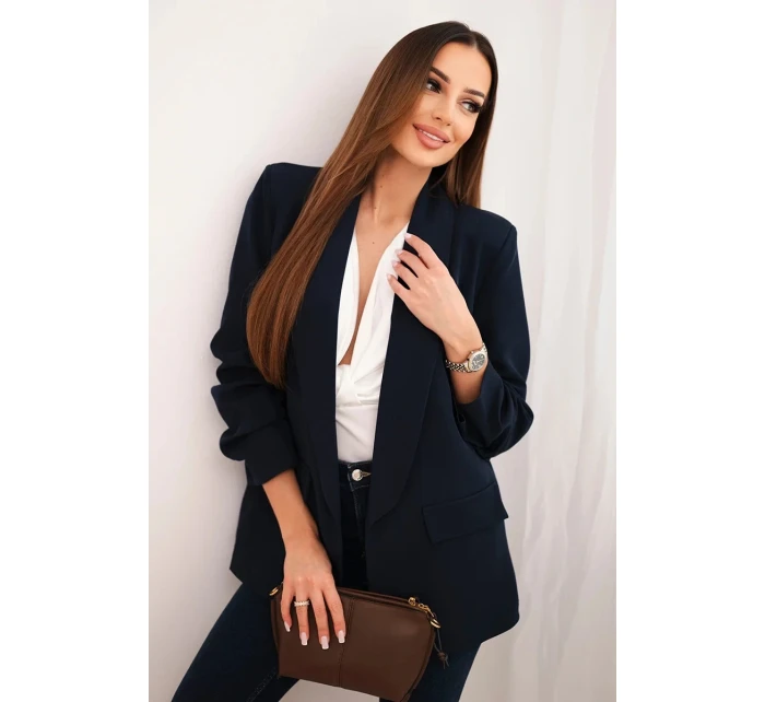 Bunda s chlopňou elegantná tmavomodrá