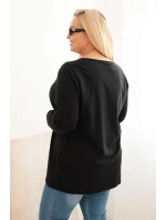 Dámská blůza Plus Size s lodičkovým výstřihem černá