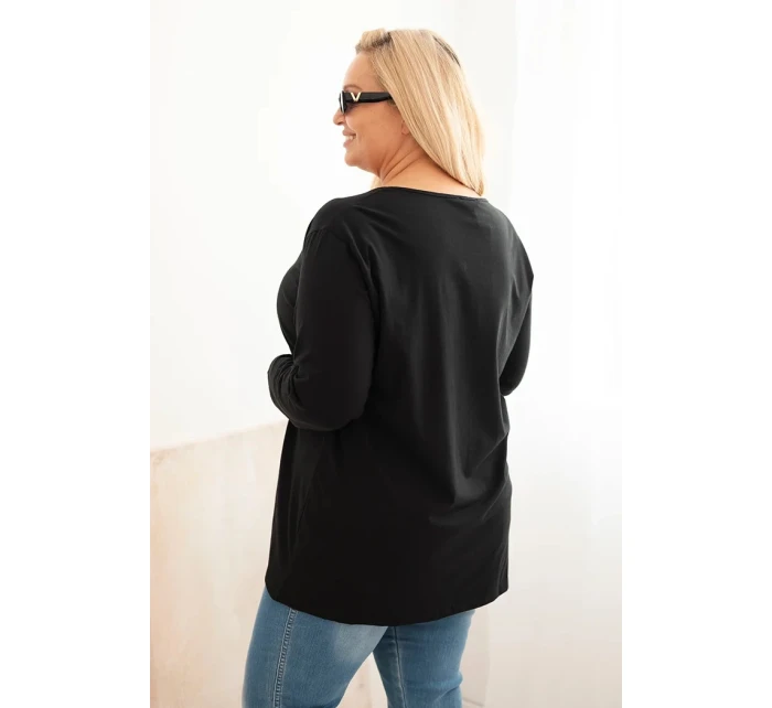 Dámská blůza Plus Size s lodičkovým výstřihem černá