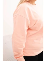 Dámská mikina s model 21723058 vzorem Plus Size bavlněná basic s kulatým výstřihem lososová - K-Fashion