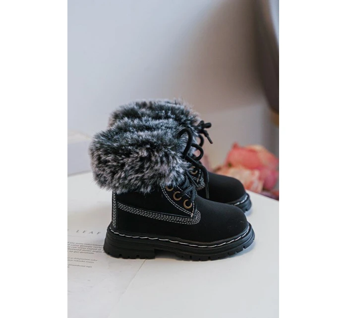 Dětské Trapery Botky na Zip s Kožíškem Černá model 21640144 - Boto