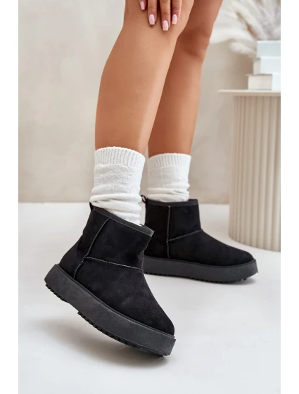 Dámské Sněhule Na Platformě Z Eko Semiše Černé model 21673043 - EVENTO