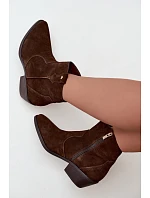 Dámské kožené kotníkové boty na podpatku Big Star model 22349479 Camel - Big Star Shoes Dámské kožené kotníkové boty na podpatku Big Star model 22349479 Camel - Big Star Shoes