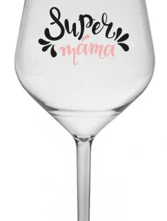 SUPER MÁMA (SPECIÁLNÍ EDICE) - čirá nerozbitná sklenice na víno 470 ml