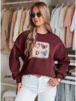 Dámská mikina nadměrné velikosti se srdíčky vínová Dstreet model 21988153 - FashionStreet