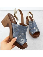 Dámske sandále na podpätku denim gold M.Daszynski MR23126-7