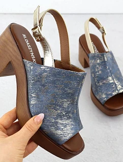 Dámské sandály na jehlovém podpatku denim gold M.Daszynski model 22051579 - M. Daszyński
