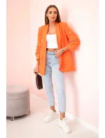 Elegantné sako s klopami tmavo oranžovej farby