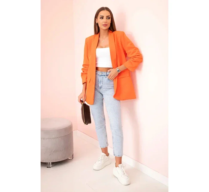 Elegantné sako s klopami tmavo oranžovej farby