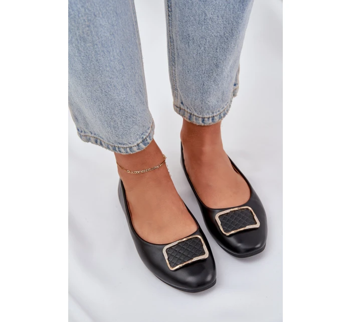 Eko kožené baleríny se zdobením černé model 21684298 - Boto