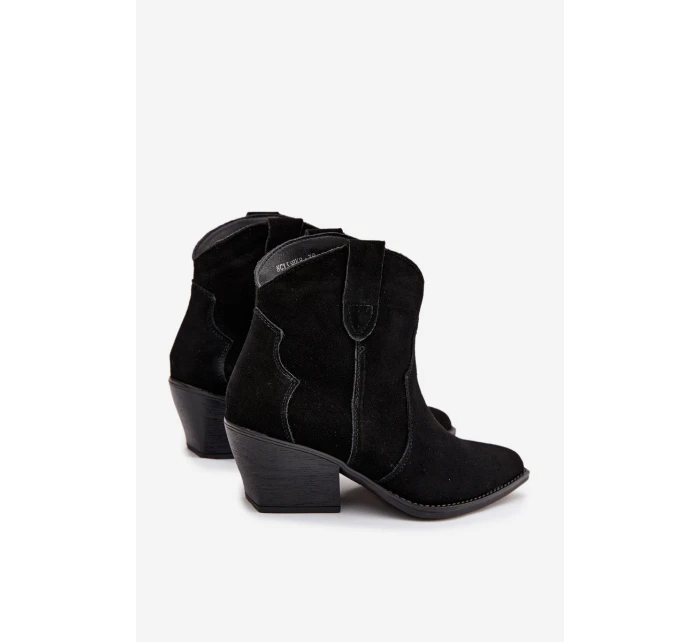 Nazouvací dámské kozačky z přírodního semiše černé model 21713735 - Boto