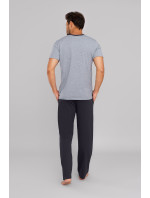 Pánske pyžamo Jugo, krátky rukáv, dlhé nohavice - melanž/grafit