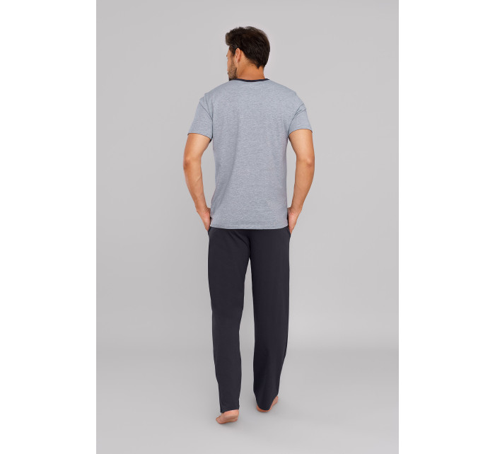 Pánske pyžamo Jugo, krátky rukáv, dlhé nohavice - melanž/grafit