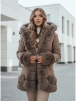 dámská zimní bunda s kožešinou hnědá Dstreet model 21991150 - FashionStreet