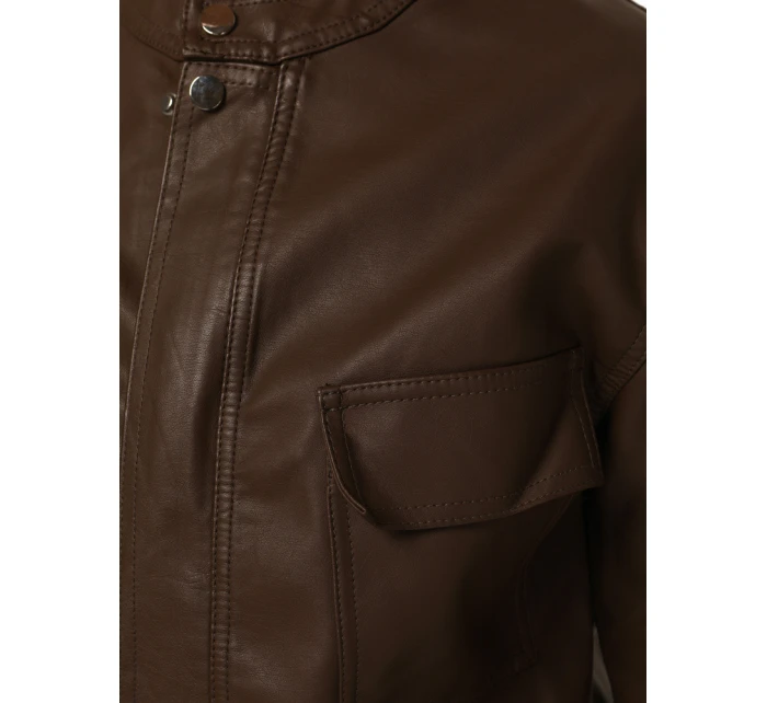 Hnedá dámska kožená bunda FashionStreet TY5540