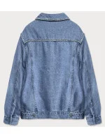 Svetlo modrá dámska džínsová denim bunda so zirkónmi (T2861)