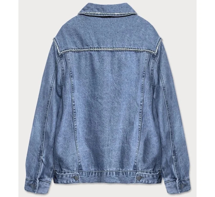 Svetlo modrá dámska džínsová denim bunda so zirkónmi (T2861)