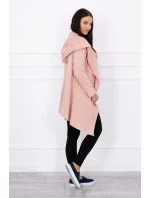Voľná pláštenka s kapucňou tmavo púdrovo ružová