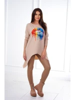 Oversize blúzka s potlačou dúhových pier béžová Oversize blúzka s potlačou dúhových pier béžová