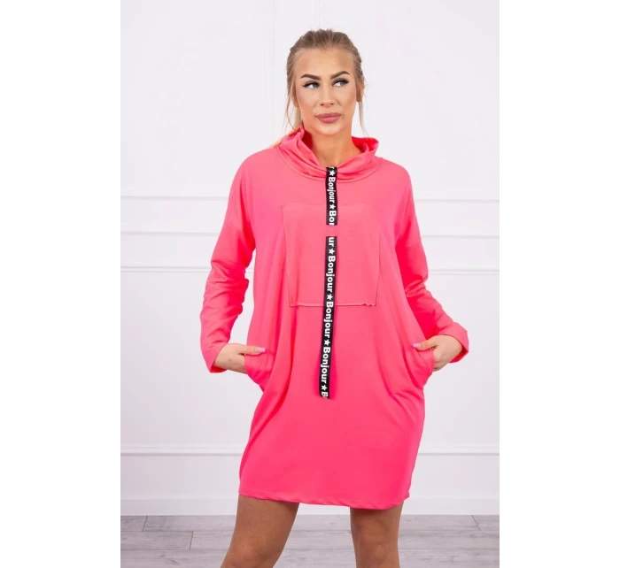 Šaty s kravatou ružové neónové Šaty s kravatou ružové neónové