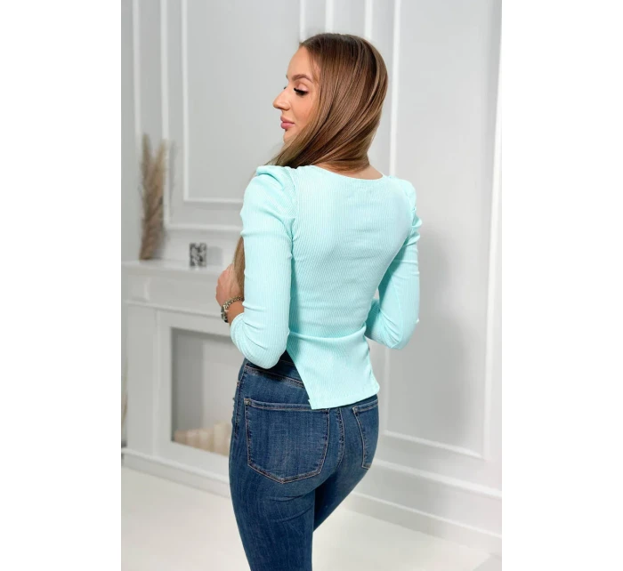 Blúzka s buffovými rukávmi mätová