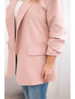Dámske sako nadrozmernej veľkosti Elegantná tmavá púdrová ružová