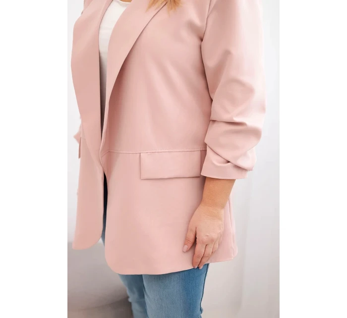 Dámske sako nadrozmernej veľkosti Elegantná tmavá púdrová ružová
