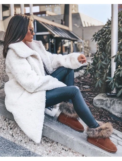 Damskie Skórzane Śniegowce Z Futerkiem Camel Alexa