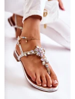 Damskie Sandały Japonki Z Cyrkoniami Srebrne Solea