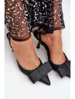 Lesklé Lodičky S Mašlí Černé model 21681046 - Boto