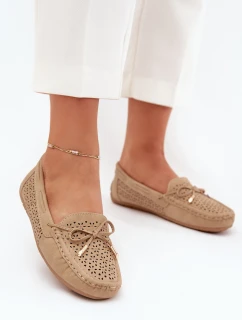 Mokasyny Damskie Z Ażurowym Wzorem I Wiązaniem Khaki Mirisa