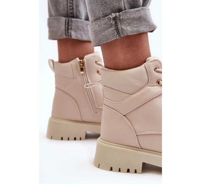 Dámske zateplené čižmy so zipsom Beige Gremiva