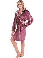 Dámsky župan Flora s kapucňou 4856 4853 krátky bordový - Vestis