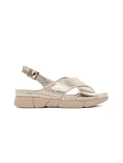 Moderné zlaté sandále na podpätku pre ženy