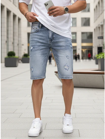 Spodenki męskie jeansowe z niebieskie model 22145620 - FashionStreet