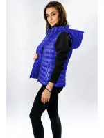 Prešívaná lesklá dámska vesta v Chrpová farbe (7000)