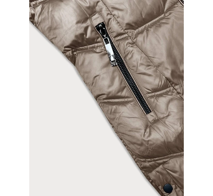 Dlhá zimná bunda s kapucňou S'west v béžovej farbe (B8198-12)