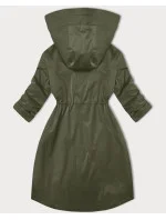 Dámska bunda v olivovej farbe s ohrnutými rukávmi LHD (LHD-24591)