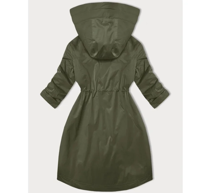Dámska bunda v olivovej farbe s ohrnutými rukávmi LHD (LHD-24591)