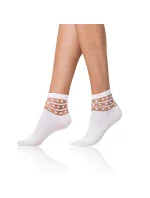 Dámske ponožky s ozdobným lemom TRENDY COTTON SOCKS - Bellinda - biela