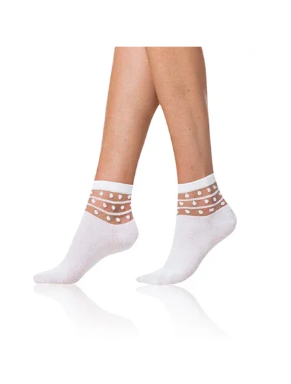 Dámske ponožky s ozdobným lemom TRENDY COTTON SOCKS - Bellinda - biela