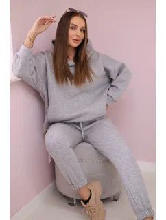 Zateplený set s mikinou s kapucňou šedý