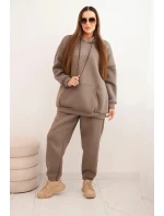 Dámský teplákový komplet model 21441630 z bavlny s kapucí fango - K-Fashion Dámský teplákový komplet model 21441630 z bavlny s kapucí fango - K-Fashion