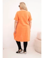 Dámske bavlnené šaty nadrozmernej veľkosti s dlhším chrbtom a vreckom Orange